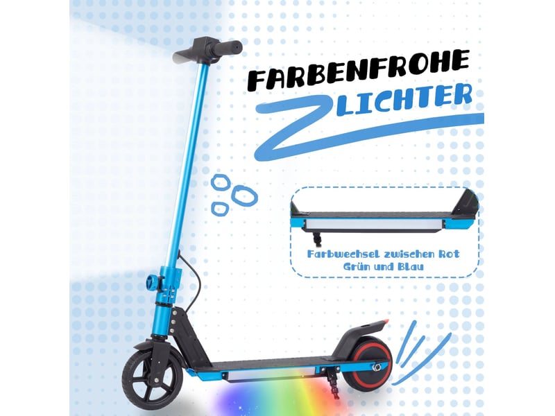  Trottinette électrique enfant 6,5'' 60wh pliable 14 kmh aluminium bleu  - Conforama C