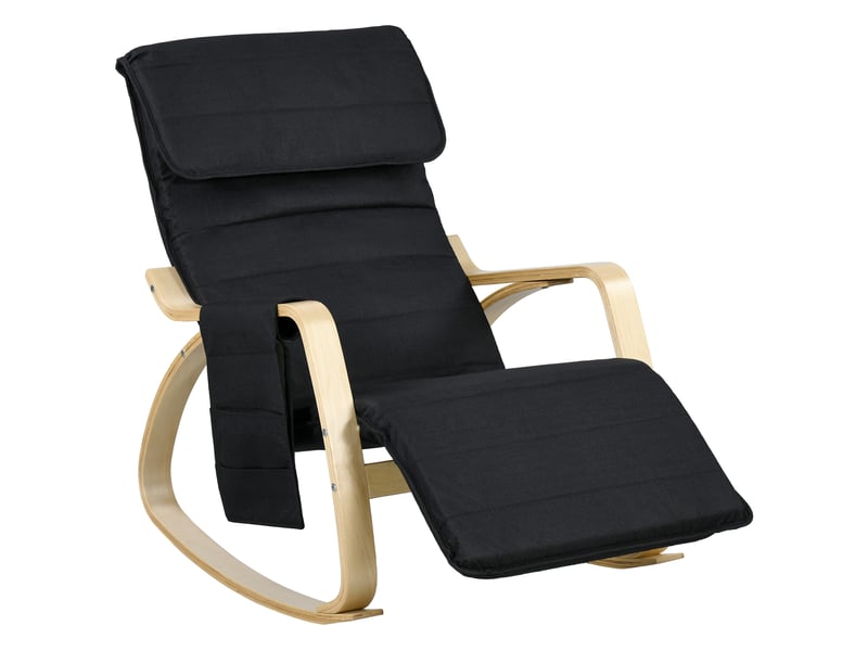  Fauteuil de relaxation avec repose-pieds, lin, 67x110x91cm, noir  - Conforama B