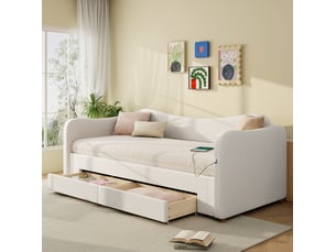 Lit gigogne 90x200 cm <strong>MODENVIE</strong>  <strong></strong> coloris beige