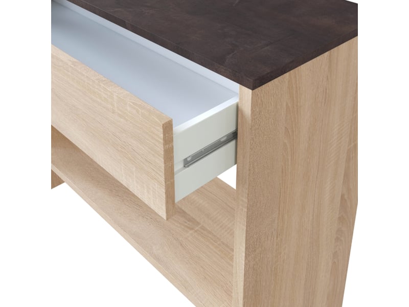  Console d'entrée 1 tiroir et miroir 92x33x79 cm chêne  - Conforama D