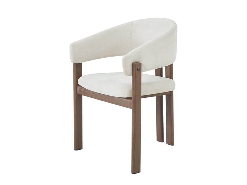  Chaise de salle à manger lot de 6 avec accoudoirs ergonomiques  - structure métal, lin - beige  - Conforama A