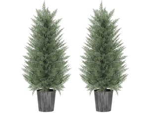 Lot de 2 cyprès artificiels 15x15x90 cm en pot vert