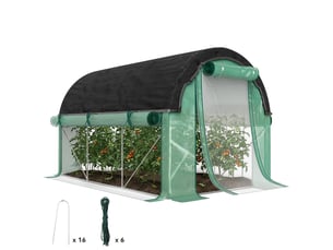 Serre tunnel de 3 x 2 x 2 m avec filet de protection solaire, parois latérales enroulables, bâche en plastique, structure en acier, verte