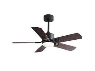 Ventilateur de plafond avec lumière 107x107x45 cm télécommande 6 vitesses réversible métal bois noir et noyer foncé