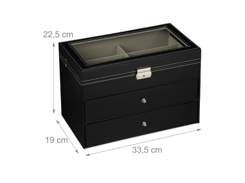  Boîte de rangement à lunettes design élégant et pratique pour 18 paires 22,5 x 33,5 x 19 cm en cuir artificiel noir 13_0008647  - Conforama B