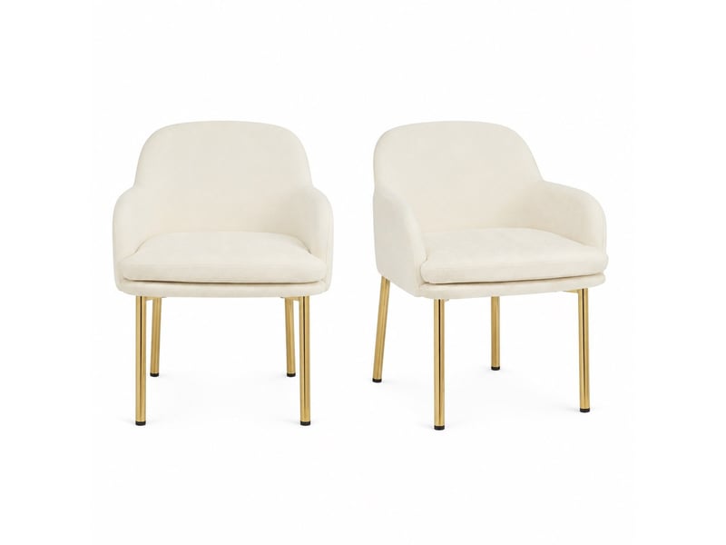  Lot de 2 chaises de salle à manger 61x59x78,5 cm avec accoudoirs blanc  - Conforama A