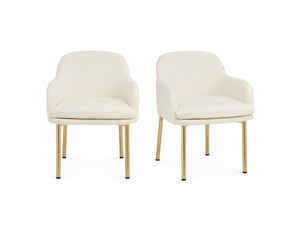 Lot de 2 chaises de salle à manger 61x59x78,5 cm avec accoudoirs blanc