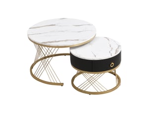 Table basse rond(e) coloris blanc <strong>MERAX</strong> <strong>table basse blanc</strong> - 70 cmx120 cm