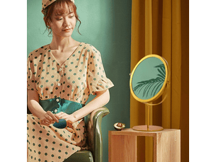 Miroir de bureau, miroir de maquillage, miroir sur pied, angle réglable librement, fond rond (doré)