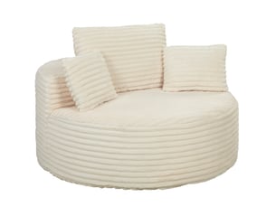 Fauteuil profond 130x130x82 cm sans armature mousse velours côtelé crème