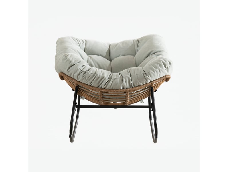  Fauteuil à bascule modenvie en chenille bleu clair 95 x 107 x 83 cm  - Conforama A