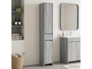 Armoire de salle de bain, meuble de rangement sonoma gris 30x33x190 cm