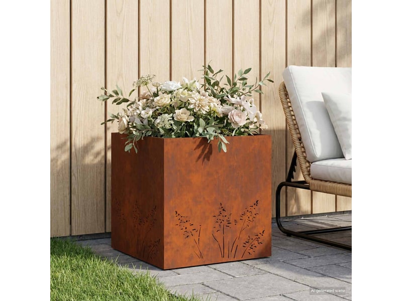  Jardinière - cache-pot de jardin rouillé 50 x 50 x 49 cm acier patiné  - Conforama B