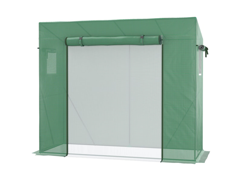  Serre de jardin anti-uv 2 fenêtres moustiquaires + barres renforcement 200l x 77l x 169h cm acier pe vert  - Conforama B