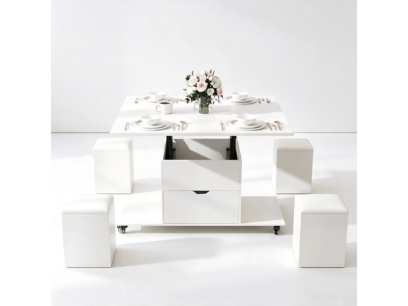  Table basse extensible à plateau relevable (blanche)  - Conforama A