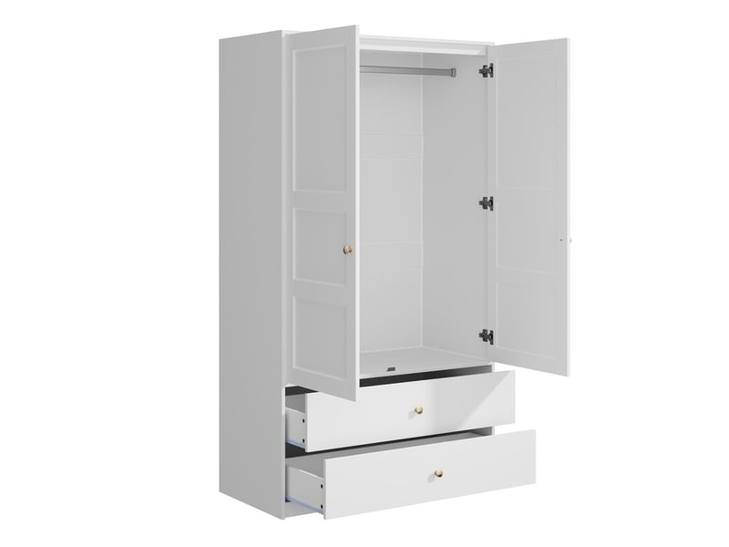 Armoire — blanc — 100 × 48 × 180 cm — 2 portes et 2 tiroirs  - Conforama E