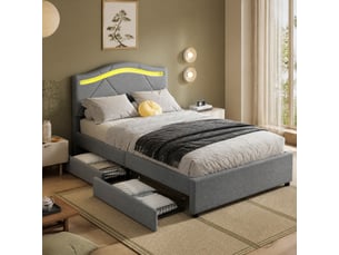 Lit avec rangement 90x200 cm MAISENTIEL coloris gris