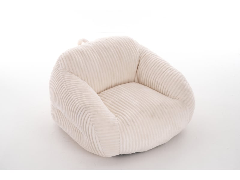 Fauteuil pouf beige 116x110x61 cm en velours côtelé, dossier et mousse haute densité pour le salon et la lecture - Conforama A