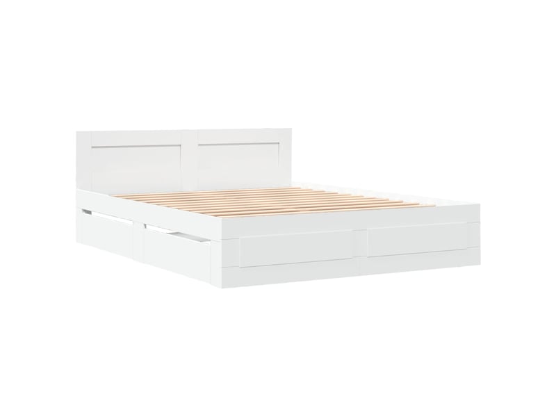  Lit double- lit adulte -  cadre de lit avec tête de lit sans matelas blanc 150x200 cm  - Conforama B