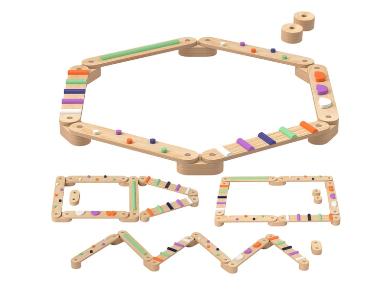  Poutre d'équilibre en bois pour enfants 3-8 ans avec pierres d'obstacle colorées, intérieur et extérieur  - Conforama A