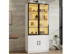 Vitrine coloris blanc 4 étagère(s) <strong>WISHDOR</strong> <strong></strong> - 60 cmx160 cm
