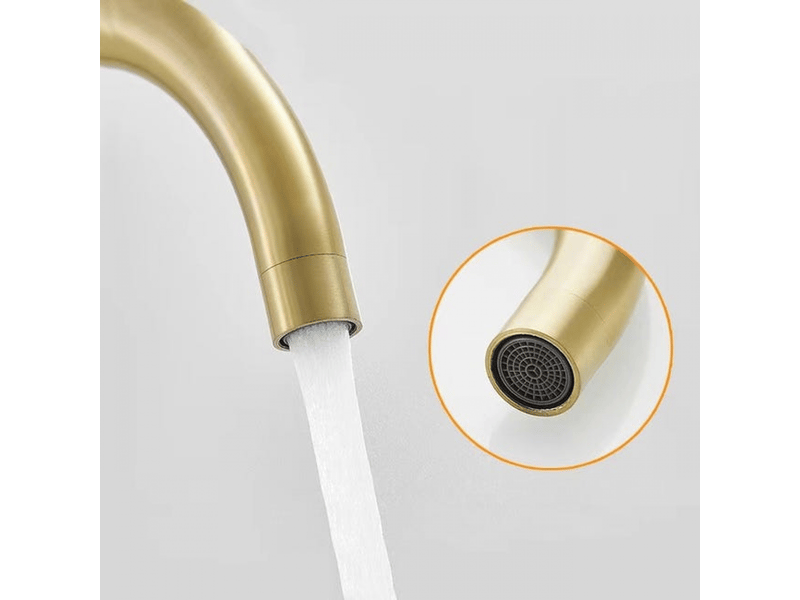  Robinet de salle de bain, mitigeur lavabo pivotant à 360°, mitigeur à bec haut, petit robinet de cuisine, or brossé  - Conforama C
