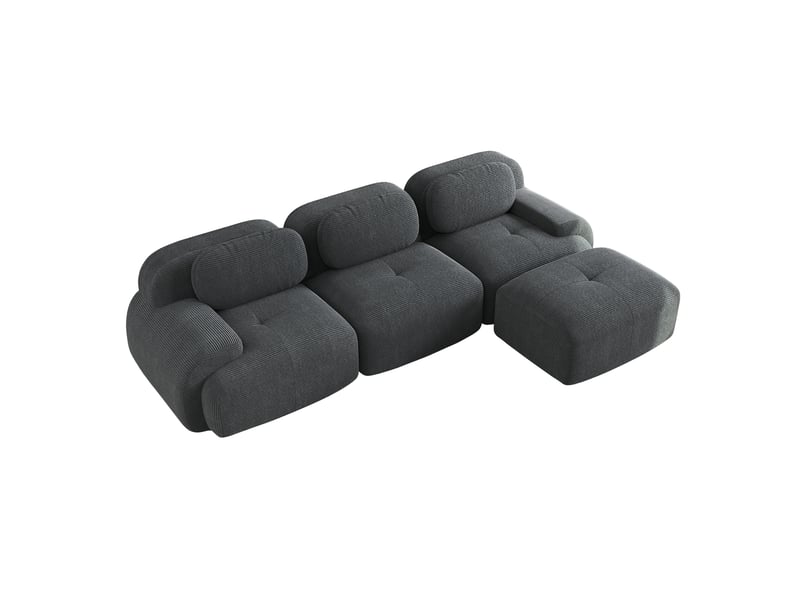  Canapé d'angle, canapé modulable, en velours tricoté, gris, sans montage, sans structure, chambre, pour salon  - Conforama E