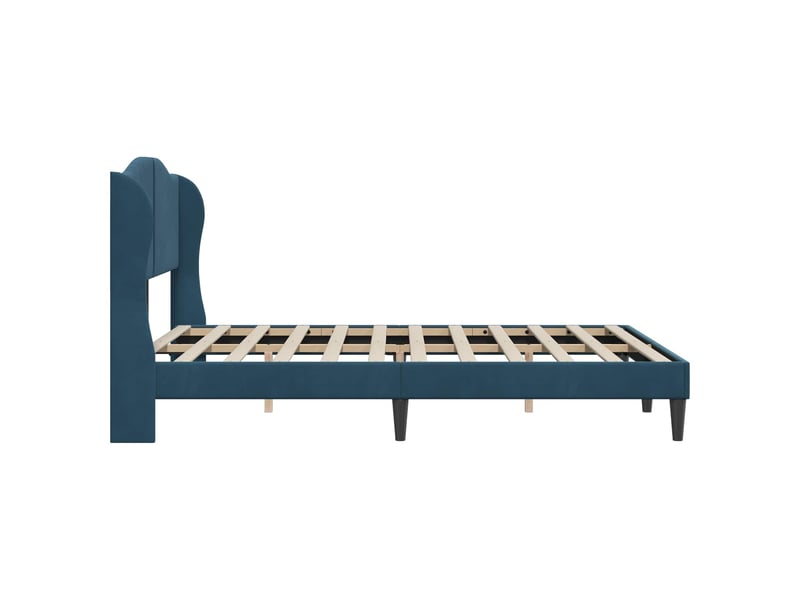 Lit double- lit adulte - cadre de lit avec tête de lit bleu 160 x 200 cm velours - Conforama D