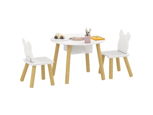 Ensemble 1 table ronde, 2 chaises pour enfant 3 pièces, dossier en forme d'ours, activités, bricolage, repas, 3-6 ans