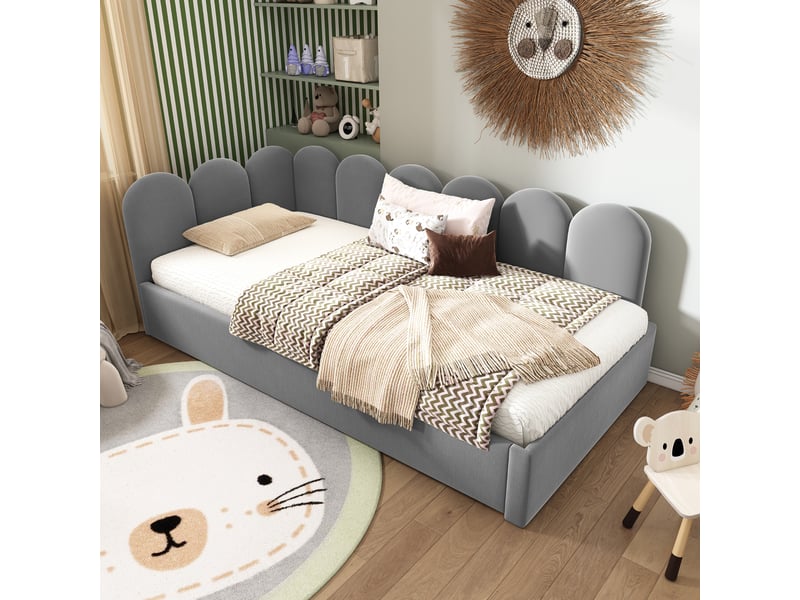  Lit gigogne gris avec sommier à lattes, lit principal 90x200 cm et lit secondaire 90x190 cm  - Conforama W