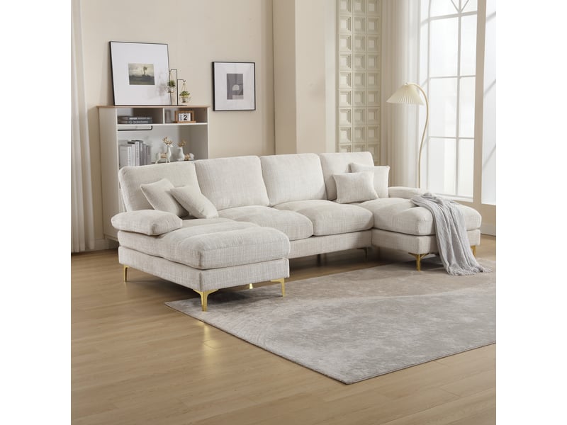 Canapé d'angle, canapé chenille – en chenille, pour salon, pour appartement, forme u - Conforama D