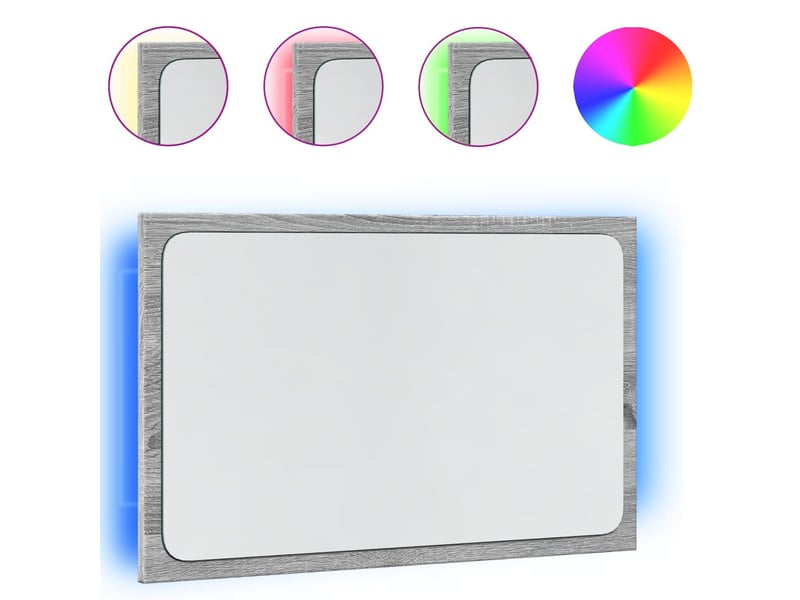  Miroir de salle de bain, miroir de toilette à led sonoma gris bois d'ingénierie cf62520  - Conforama A