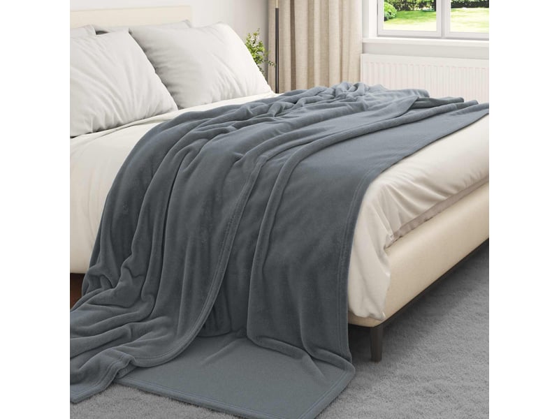 Plaid canapé gris foncé 240x270 cm 1.69 kg polaire - Conforama C