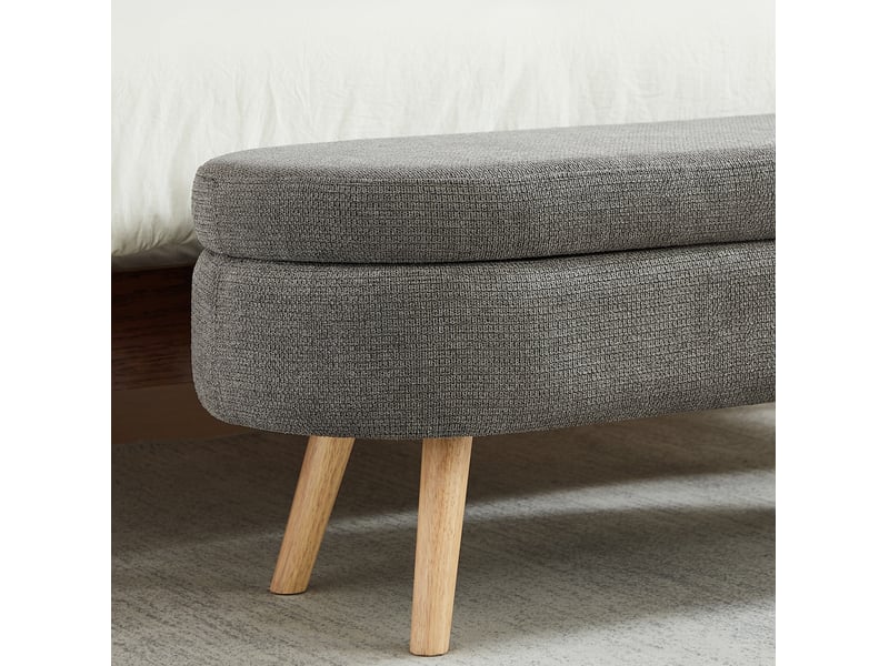  Banc de rangement 110 x 40 x 42 cm gris en chenille, coffre ventilé pour livres, plaids et jouets  - Conforama E