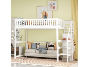 Lit mezzanine 140x200 cm OKWISH   coloris blanc