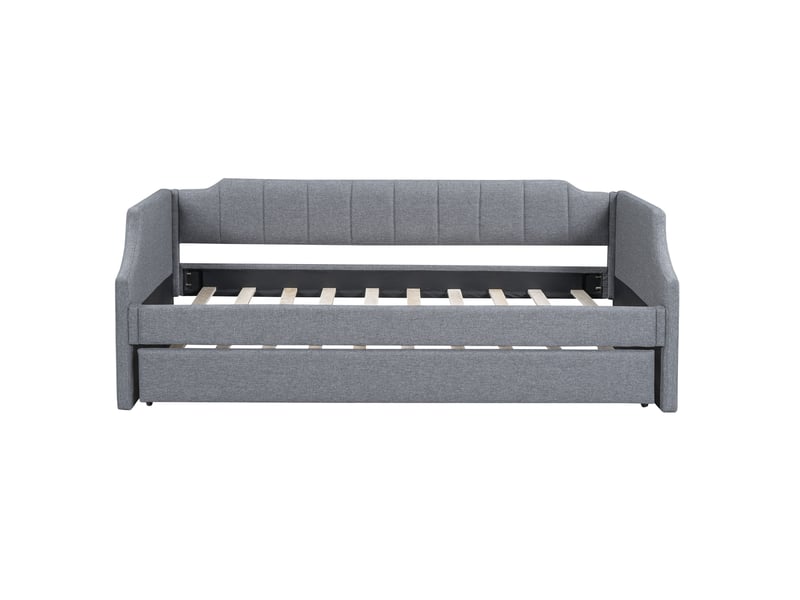  Lit simple 90x200 cm gris capitonné - lit d’appoint escamotable intégré  - Conforama D