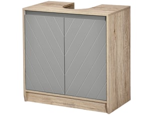 Meuble sous évier en mdf avec découpe pour évier, 2 portes et 2 étagères réglables, 60 x 30 x 60 cm