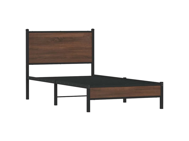  Lit simple- lit adulte -  cadre de lit en métal sans matelas chêne marron 80x200 cm  - Conforama B