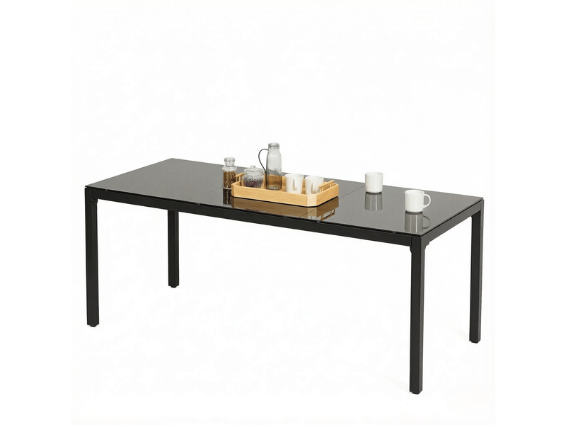  Table de jardin en aluminium et verre trempé 8 places noir 180 x 80 x 72 cm T5828P553706 - Conforama A