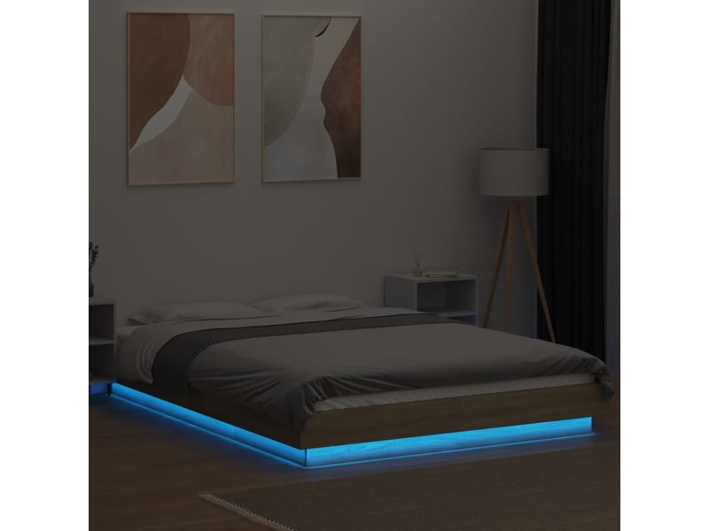  Lit double- lit adulte -  cadre de lit avec lumières led sans matelas140x190 cm  - Conforama C