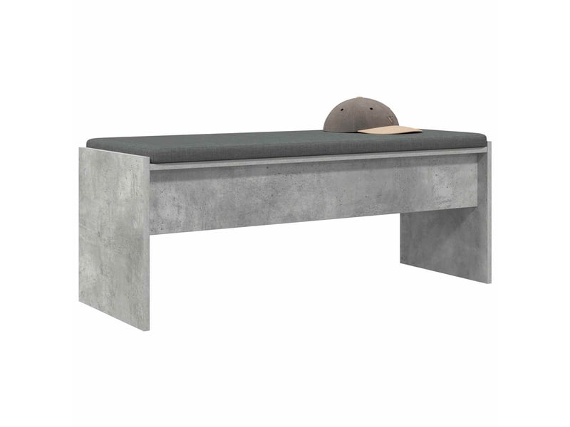  Banc d'entrée, banc interieur avec coussin gris béton 103x38x40 cm  - Conforama C