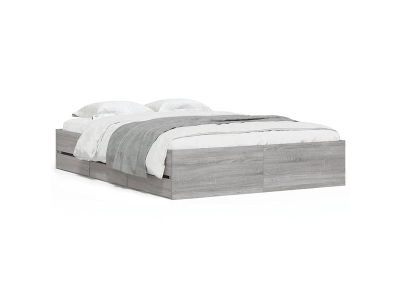  Lit double- lit adulte -  cadre de lit avec tiroirs sans matelas sonoma gris 120x190 cm  - Conforama A