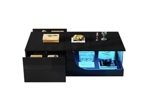 Table basse rectangulaire coloris noir - 50 cmx100 cm