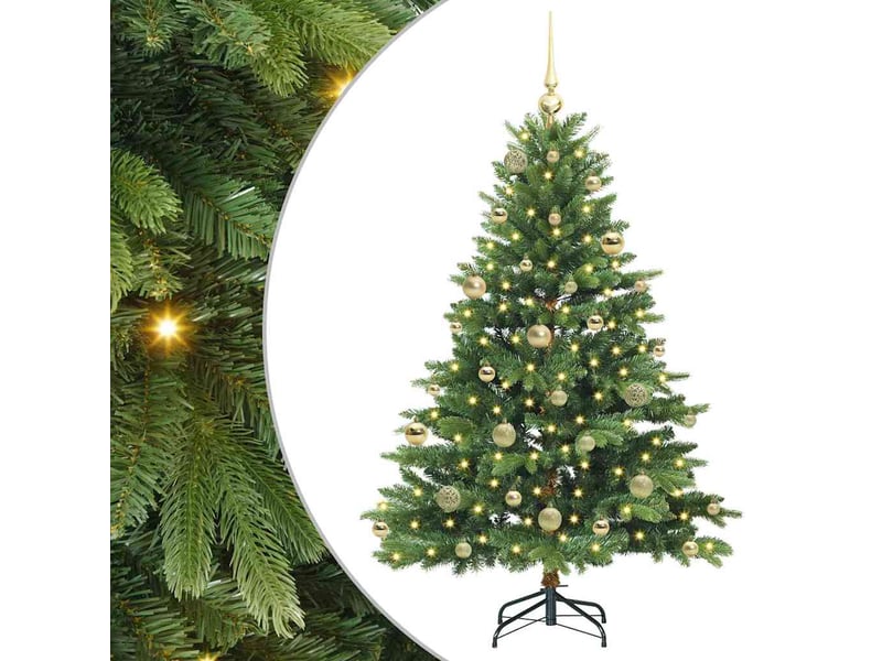 Sapin de noël artificiel, arbre de noël avec 150 led vert 150 cm pe et pvc shl9811  - Conforama A