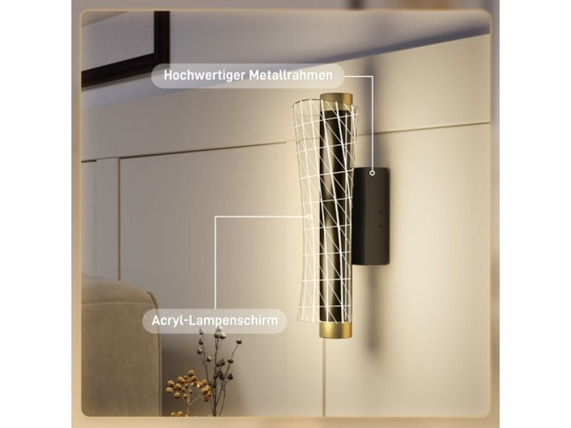  Lot de 2 appliques murales led dimmables, métal noir, design grille, pour salon et chambre  - Conforama B