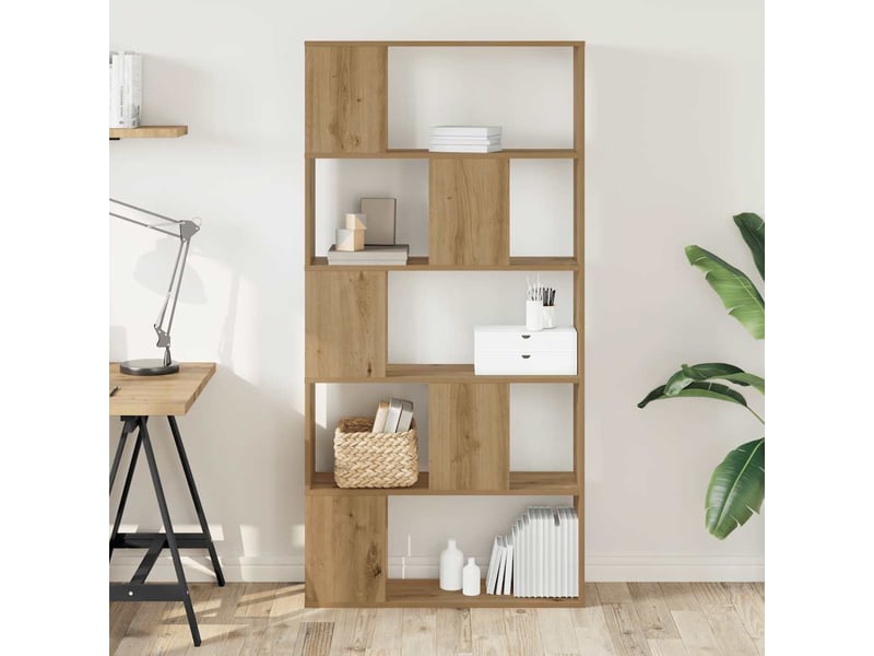 Bibliothèque 5 niveaux, armoire à livres chêne artisanal bois ingénierie  - Conforama B