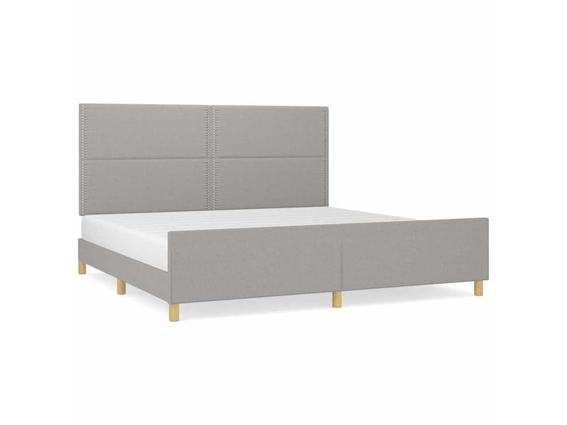 Lit double- lit adulte -  cadre de lit sans matelas gris clair 200x200 cm tissu  - Conforama A