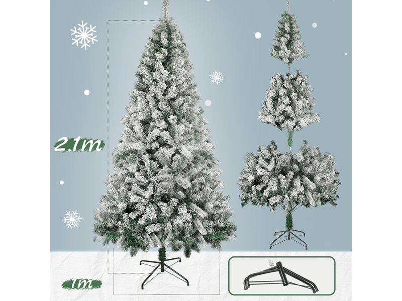 Zmh sapin de noël paysage enneigé artificiel 210cm fer pvc pour la veille de noël et fêtes en famille - Conforama D