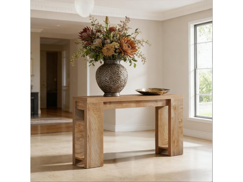  Table console d'entrée en panneau de particules marron 160x29,5x85 cm  - Conforama B