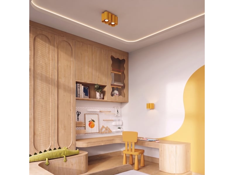  Plafonnier ovio 2 jaune gu10 aluminium moderne 12x24.5x12cm SL.3387 - Conforama C
